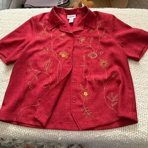 Alfred Dunner Rich Red Textured Blouse